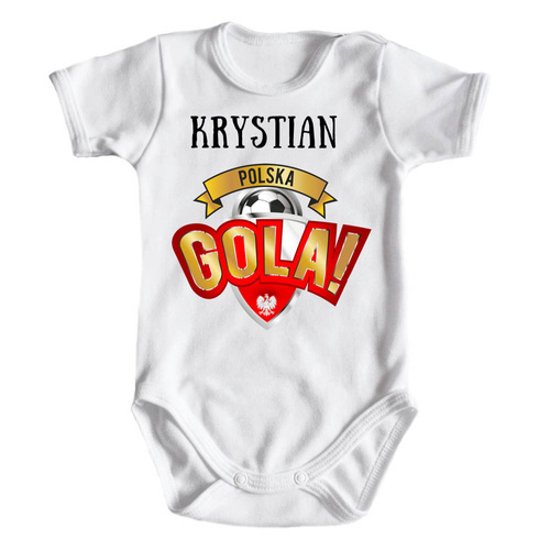 Body krótki rękaw "POLSKA GOLA z imieniem dziecka" Moocha biały
