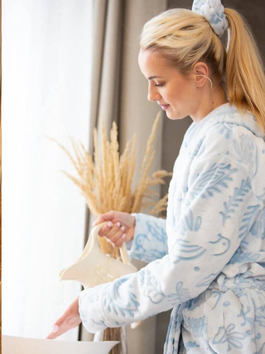 Długi Szlafrok Damski LGL 535 Key - błękitny