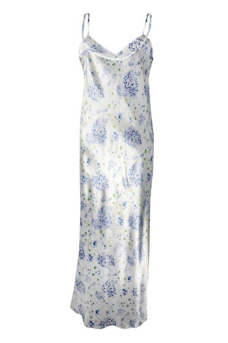 Długa halka satynowa Flowers DKaren - DK-HI 2 biały