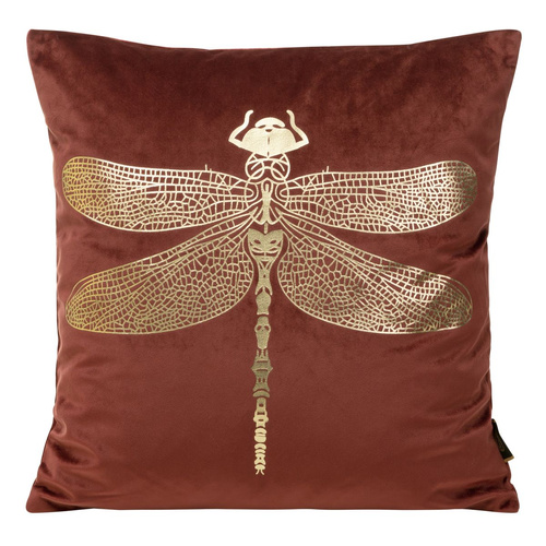 Poszewka dekoracyjna welwetowa Blink 16 ważka Eurofirany ceglany