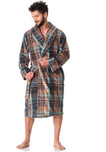 Szlafrok męski MGL 421 Key - brązowy-kratka