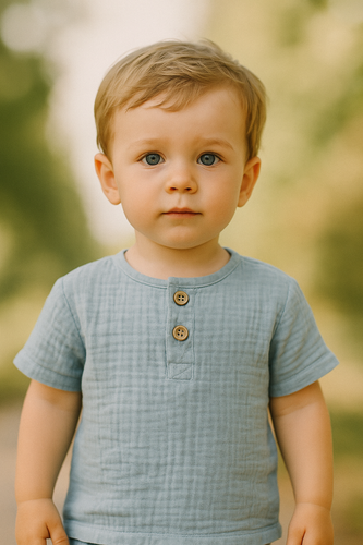 Bluzka chłopięca muślinowa BL55108 Mamatti - niebieski