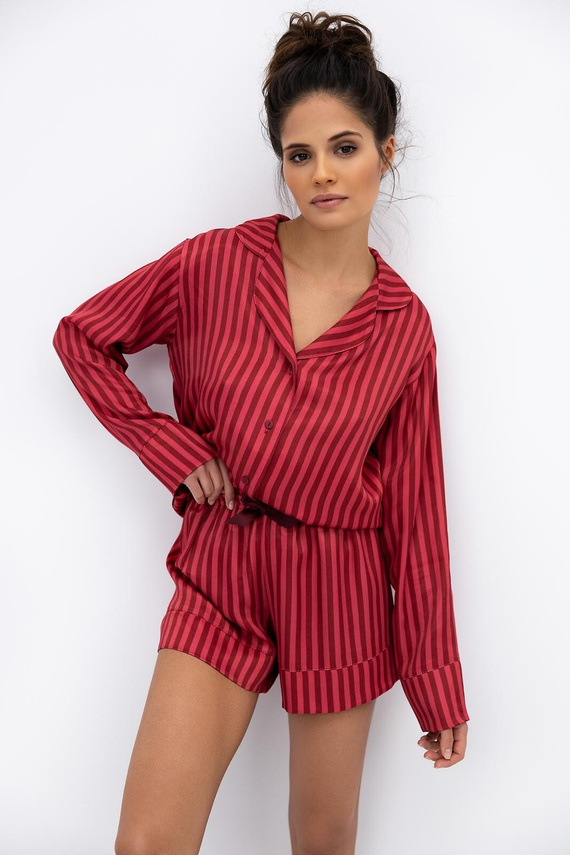 Sensis Vivienne Piżama damska – koszula w paski i szorty, wiskoza