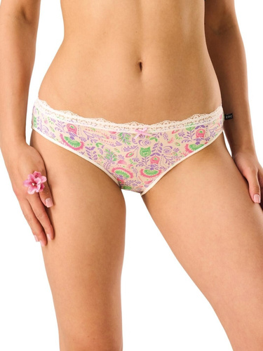 Figi LPR 460 Key – Mini bikini z wzorzystej wiskozy i koronki, 2 sztuki