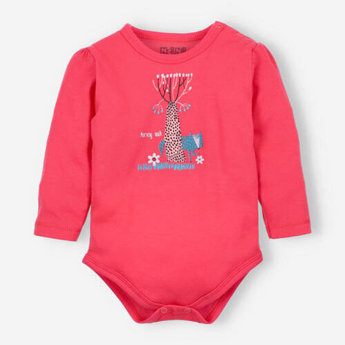 Body z bawełny organicznej Kolorowy Las Nini malinowy