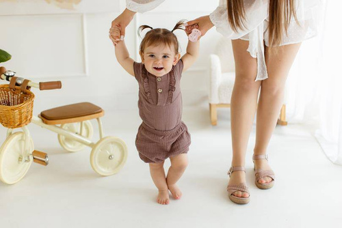 Body krótki rękaw muślinowe "Bamboo Muslin Girl Choco" Makoma 