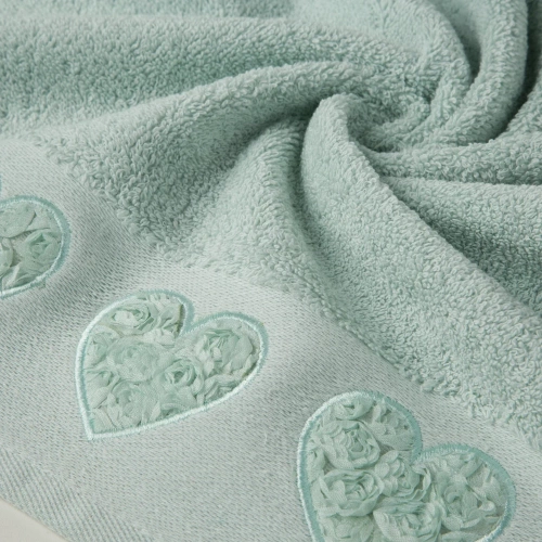 Ręcznik Kamila serca wypełnione różyczkami Eurofirany miętowy 