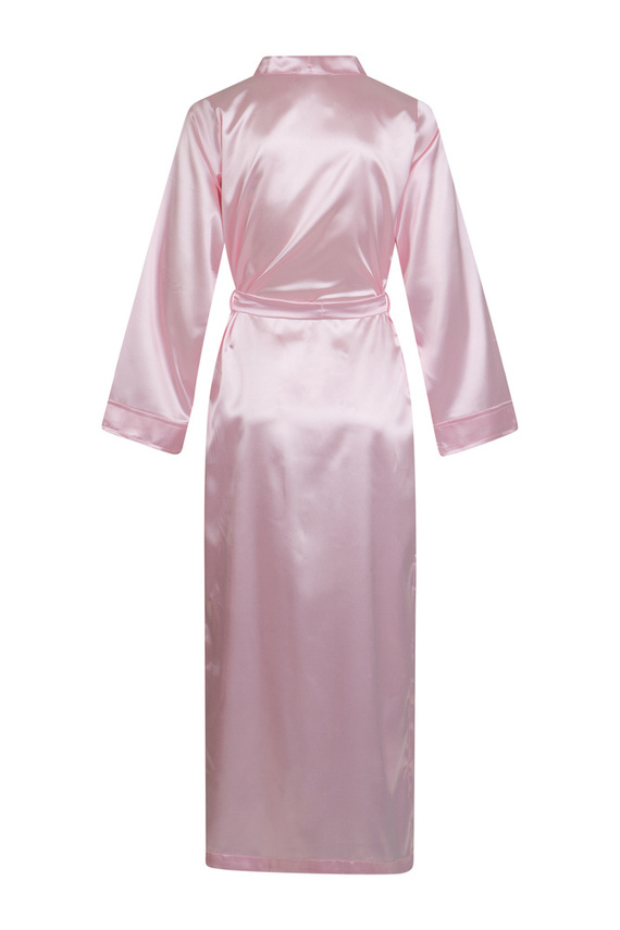 Szlafrok damski satynowy długi Eunika ByShelly - jasny róż