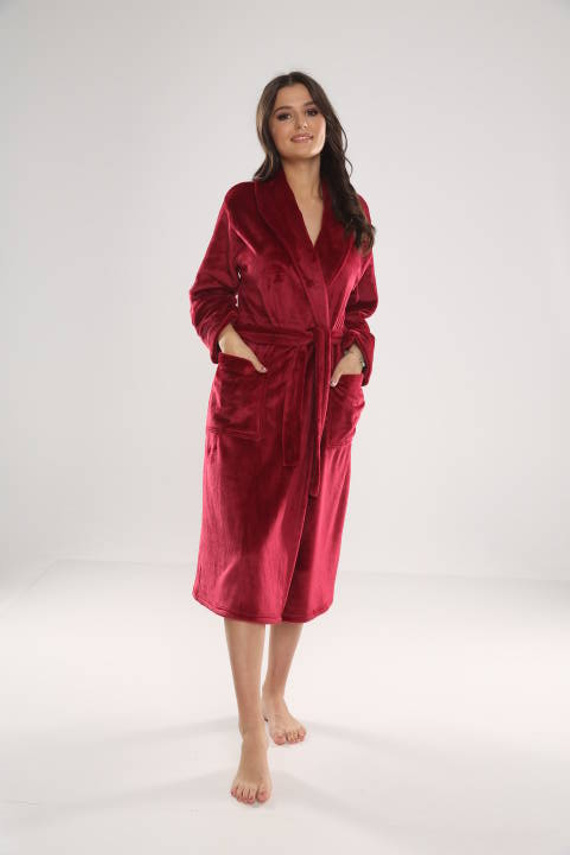 Długi Szlafrok damski 628 Abigail Forex - bordo