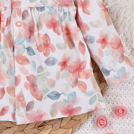 Kaftanik niemowlęcy z bawełny organicznej Kolorowe kwiatki Nini druk