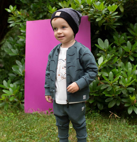 Bluza dla chłopca na zamek Le Tigre Pinokio - zielony druk 