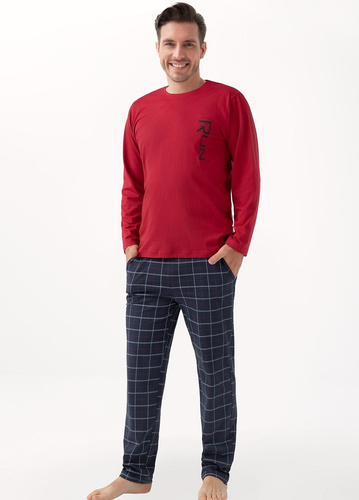 Piżama męska Luna 810 – bawełniana, długi rękaw, kieszenie w spodniach