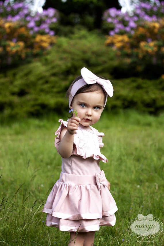 1716K Cherry Opaska z dużą kokardą Marija - różowy