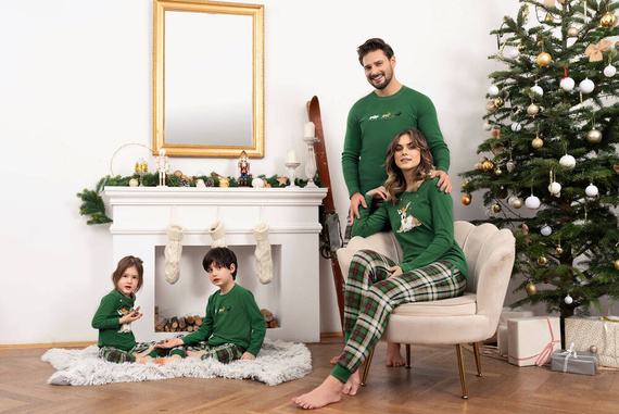 Piżama Damska długi rękaw, długie spodnie Zonda Italian Fashion - zielony/druk