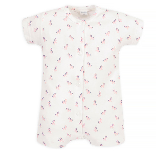 Rampers niemowlęcy rozpinany Lovely Day Pinokio - ecru koniki