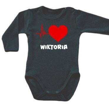 "Puls serca" body długi rękaw Moocha czarny