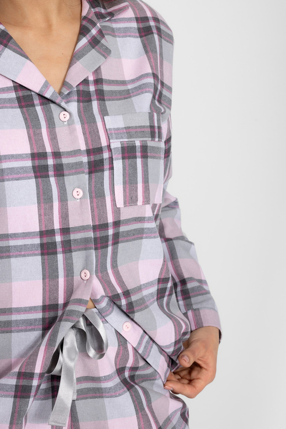 Piżama damska rozpinana flanelowa You & Me Momenti Per Me pink