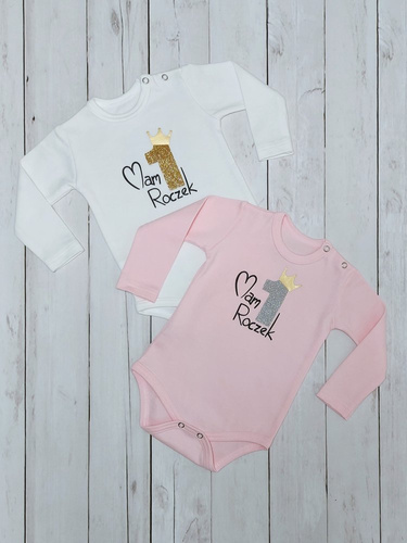 Body z długim rękawem dla dziewczynki "Roczek" Bambarillo - różowe