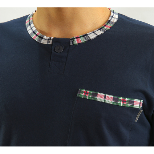 Bawełniana piżama męska Jasiek Sesto Senso - granatowy 