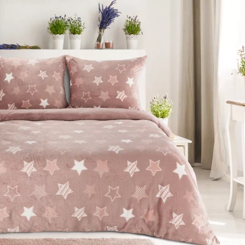 Pościel welurowa gwiazdki Flano 4 Eurofirany pudrowy róż