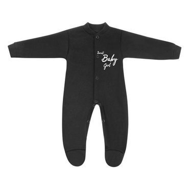 "Black & White - Girl" Pajac bawełniany Terjan - czarny