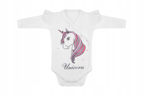 "Unicorn" Body rozpinane z długim rękawem Terjan - biały