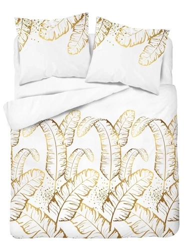 Pościel satynowa 4681 B Home Satin liście Detexpol biały