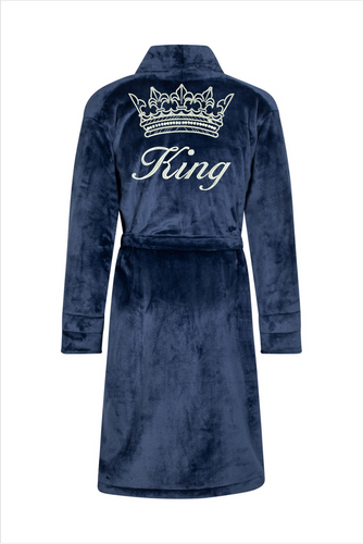 Szlafrok męski King + Korona ByShelly - granatowy/srebrny