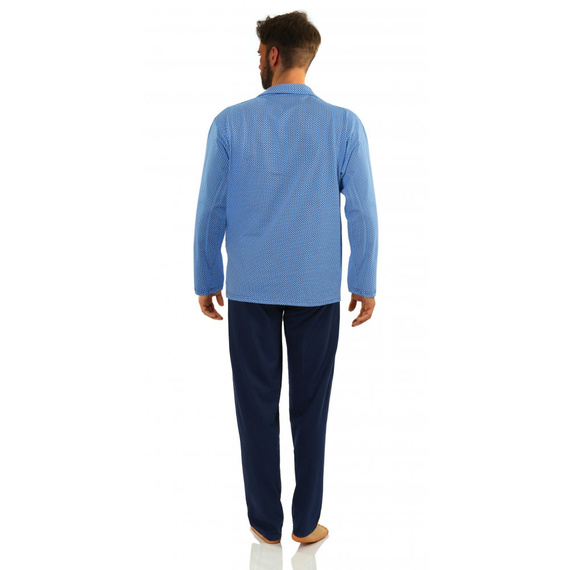 Bawełniana piżama męska, rozpinana 2210/15 Sesto Senso - granatowy