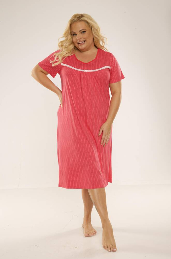 Koszulka nocna 447 Juliette Plus Size Forex - malina kropki