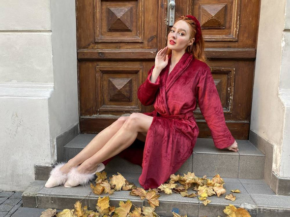 Długi Szlafrok damski 628 Abigail Forex - bordo