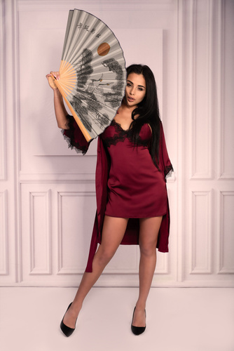 Szlafrok damski Aresmina LC 90564 Cherry Mahogany Callection LivCo Corsetti