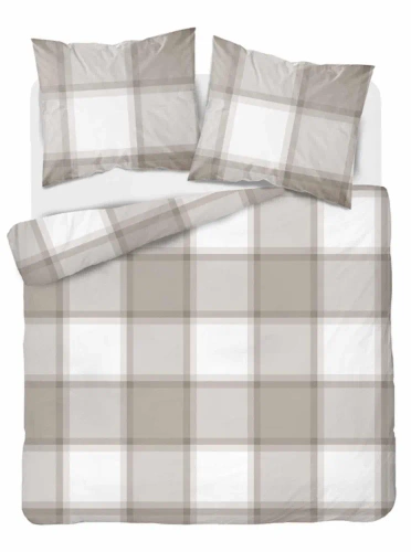 Pościel bawełniana krata 4573 B Detexpol jasny brąz 