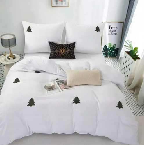 Świąteczna pościel z mikrofibry z motywem zielona choinki Cuty Christmas– Spod Igły i Nitki, zapięcie na zamek