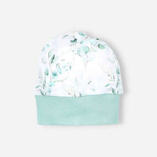 Czapka niemowlęca z bawełny organicznej Aromatyczne listki Nini druk