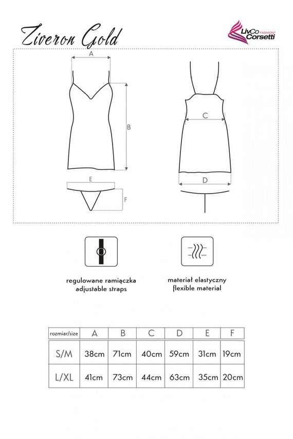 Komplet dwuczęściowy Ziveron Gold LC 90581 LivCo Corsetti Fashion - gold