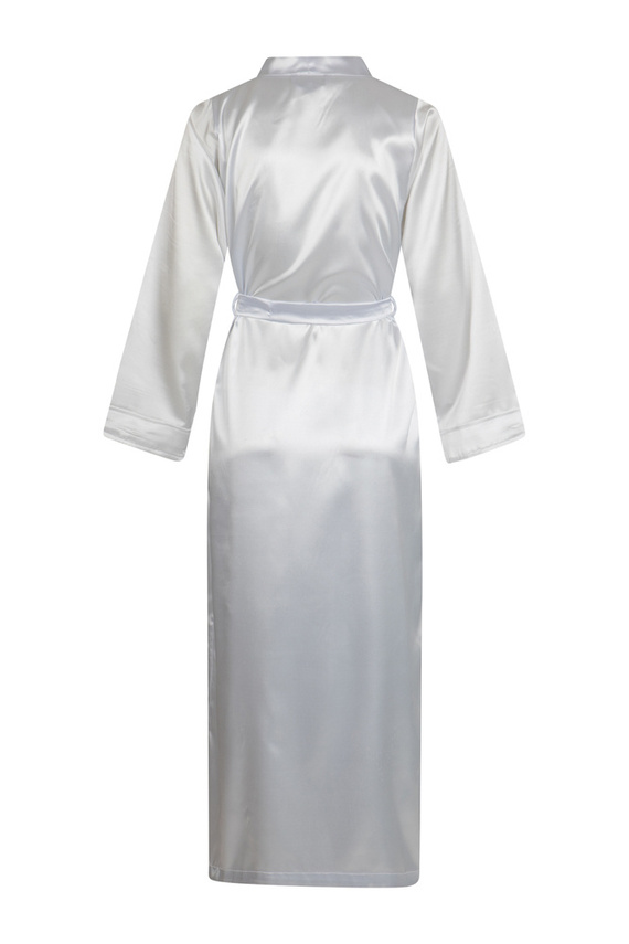 Szlafrok damski satynowy długi Eunika ByShelly - biały