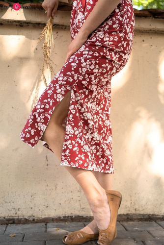 Two Ways LONG Sukienka do karmienia ciążowa krótki rękaw Milk&Love miętowa w magnolie i ptaki