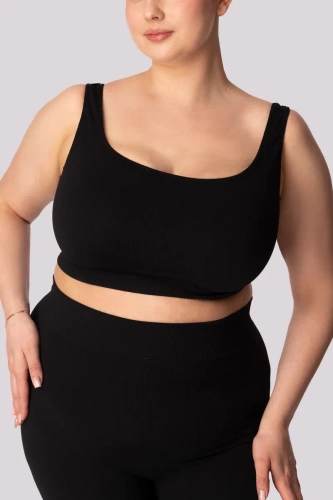 Top biustonosz sportowy Ribbed prążek Mona czarny