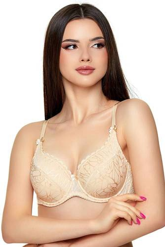 Biustonosz Usztywniany Vanessa full cup Jagoda - beżowy