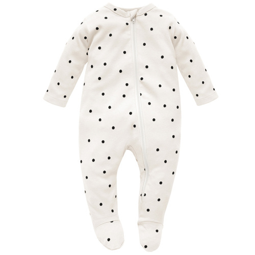 Pajac niemowlęcy, zapinany na zamekTres Bien Pinokio - ecru groszki