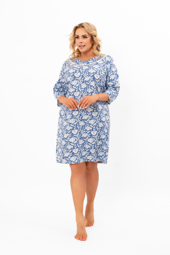 Koszula nocna Bisali – bawełniana, z rękawem ¾ i kwiatowym nadrukiem Italian Fashion