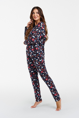 Piżama Damska długi rękaw, długie spodnie Cookies Italian Fashion - druk