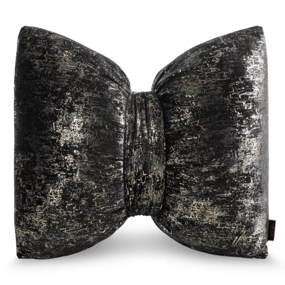 Eurofirany Kokarda 1 Poduszka świąteczna 45x55 czarny– welwet, ozdobna kokarda