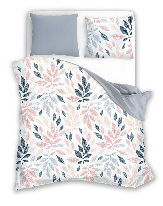 Pościel bawełniana Fashion 2 liście Faro morelowy-szary