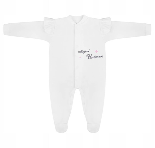 "Unicorn" Pajac bawełniany Terjan - biały