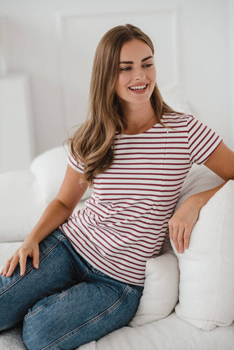 Bluzka do karmienia z krótkim rękawem Milk&Love bordowa w paski