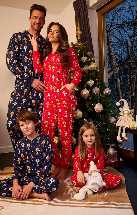 Cornette 954/199 955/199 Dog 3 Kids Girl – kombinezon dziewczęcy czerwony, świąteczny, bawełniany