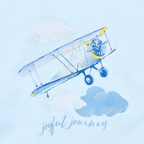 Body z bawełny organicznej Samoloty Nini błękitny 