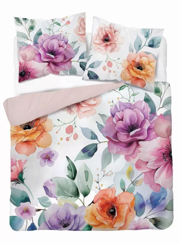 Pościel z mikrofibry kolorowa kwiaty 5309 A Detexpol różowy 